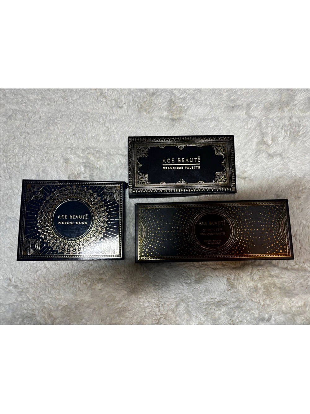 Ace Beaute Eyeshadow Palette Lot - Grandiose, Serenity, Vintage Dawn